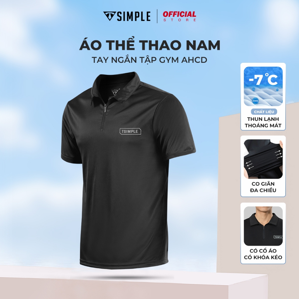 Áo Thể Thao Nam TSIMPLE tay ngắn tập gym vải thun lạnh thoáng mát co giãn chuẩn form AHCD