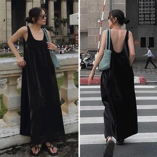 Đầm Hở Lưng Nữ SANJOLI Váy Dự Tiệc  Sexy Thiết Kế Phong cách Hàn Quốc Dáng suông dài Sang Trọng VD NEW 7