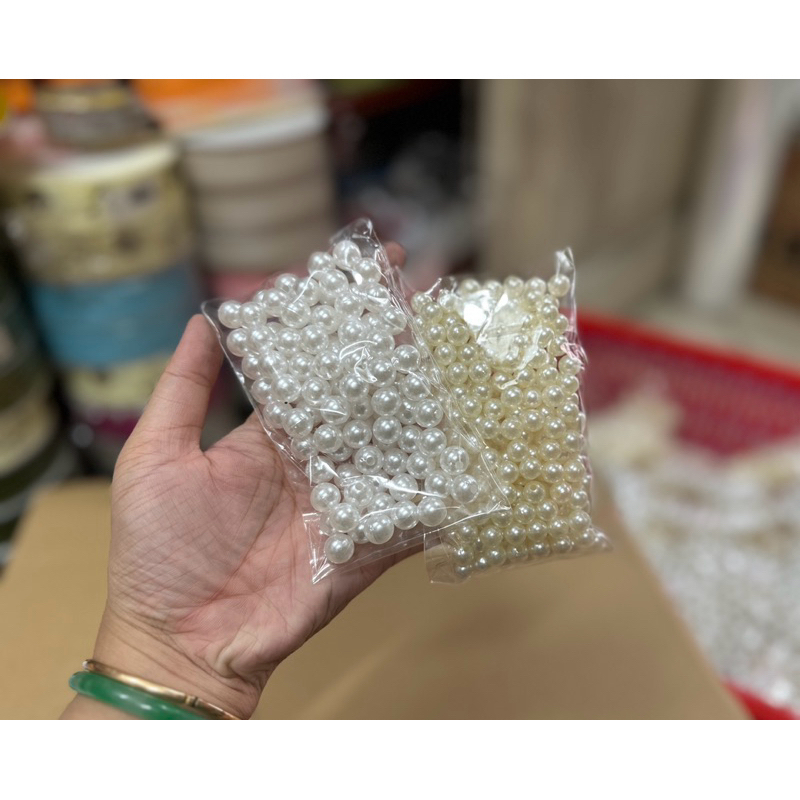 Hạt trai/hạt bẹt làm nhuỵ hoa voan khổng lồ, xâu vòng làm handmade