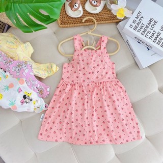 Váy bé gái cúc thật- cotton xuất mềm,mát