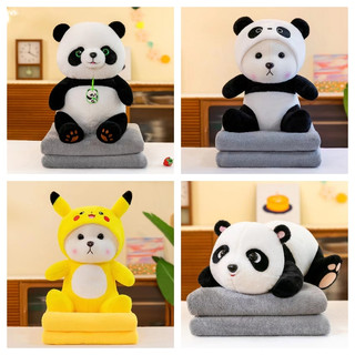 Bộ gối kèm chăn gấu trúc nằm, gấu trúc ngồi Fhome
