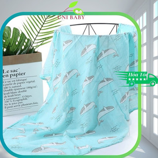 Khăn sợi tre Aden cao cấp 2 lớp size 1x1,2 mét dùng làm khăn tắm, quấn bé sơ sinh Uni Baby