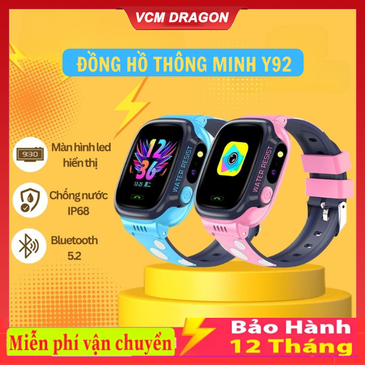 Đồng Hồ Thông Minh Y92 / Q12 Dành Cho Trẻ Em Lắp Sim Nghe Gọi, Định Vị LPS, 4G/WIFI Cảm Ứng Chống Nư