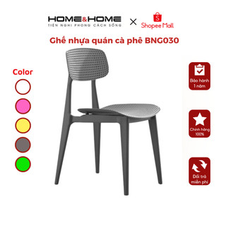 Ghế nhựa quán cà phê HOME&HOME chất liệu nhựa PP đúc nguyên khối tựa lưng lưới Ghế nhựa dùng cho nhà bếp quán ăn BGN003