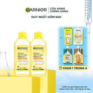Bộ 2 nước làm sạch và tẩy trang dưỡng sáng da Garnier Micellar Water Vitamin C 400ml x 2