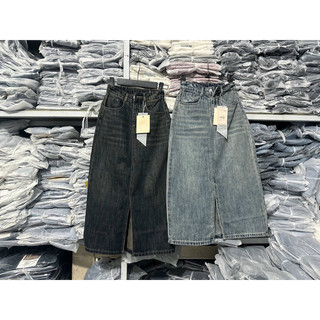 Chân váy jean xẻ giữa lưng có chun, chân váy jean dáng dài VIENS STORE