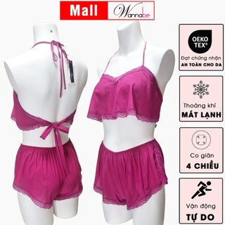 Bộ short sexy WANNABE BSC04 bộ sọt áo yếm quần tim bằng lưới trong suốt xuyên thấu gợi cảm quyến rũ