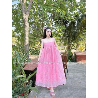 ĐẦM MAXI HOA NỔI HAI DÂY
