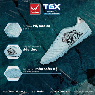 Giày Bóng Đá Wika Tiger X, Đế Đinh TF Sân Cỏ Nhân Tạo đã khâu full đế