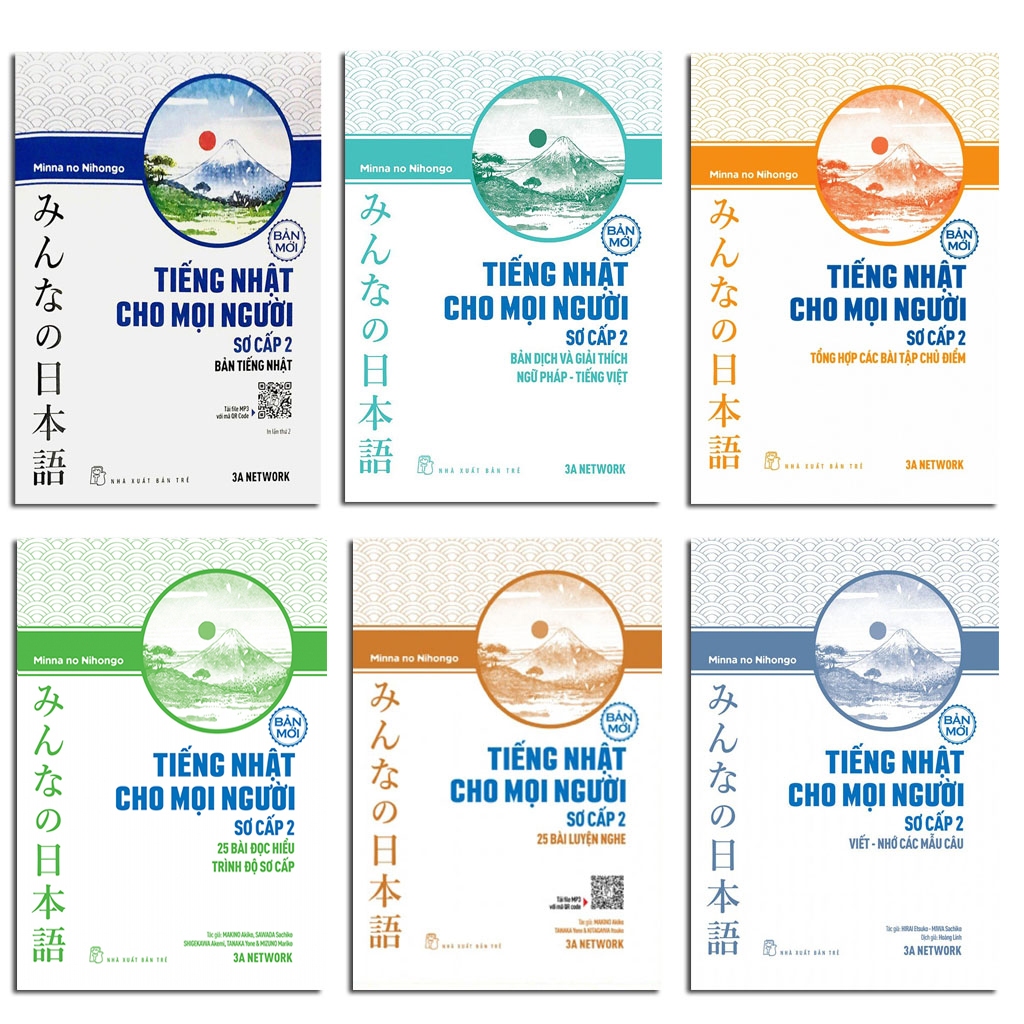 Sách - Combo Minna No Nihongo 2 - Tiếng Nhật Cho Mọi Người Sơ Cấp 2 - Trình Độ N4 ( Bộ 6 Cuốn Bản Mớ