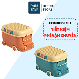 Thùng đựng đồ chơi cho bé enoda home có bánh xe, combo 2 size l thùng nhựa đựng đồ đa năng hình ô tô siêu tiết kiệm q013