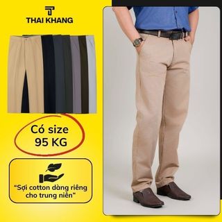 Quần kaki nam big size THÁI KHANG ống suông trên 90kg vải kaki mềm dày đẹp form rộng QKAKI21