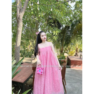 ĐẦM MAXI HOA NỔI HAI DÂY