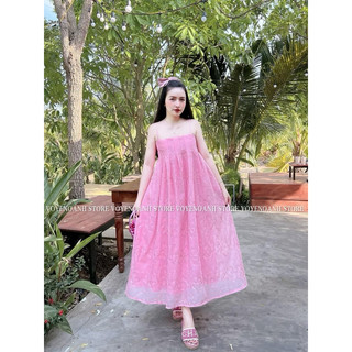 ĐẦM MAXI HOA NỔI HAI DÂY