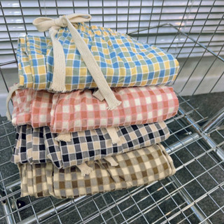 Quần Kẻ Caro Ống Rộng Nữ Cạp Chun Lưng Cao Có Dây Rút MÃ 682