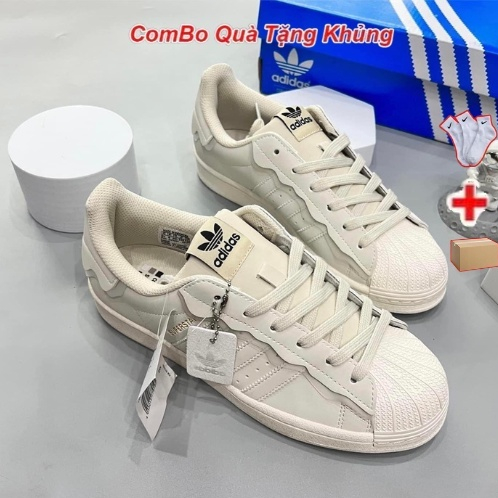 Giày Adidas Superstar Das Sò 3 Màu Kem, Hồng, Xanh, Giày thể thao Adidas Sò Trắng bản cao cấp