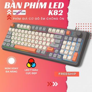 Bàn Phím Giả Cơ Gaming MinCom LED 7 Màu XUNFOX Núm Xoay Media Gõ Êm Giảm Ồn Chống Nước Cho PC Laptop Máy Tính