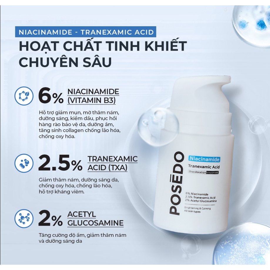 Serum Mờ  Thâm Nám, Dưỡng Sáng Niacinamide POSEDO 50ml Cao Cấp Chính Hãng Hàn Quốc