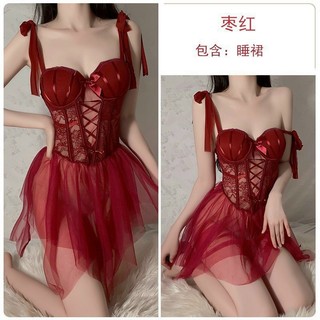 Váy ngủ sexy cúp ngực ren mỏng xuyên thấu 2 dây
