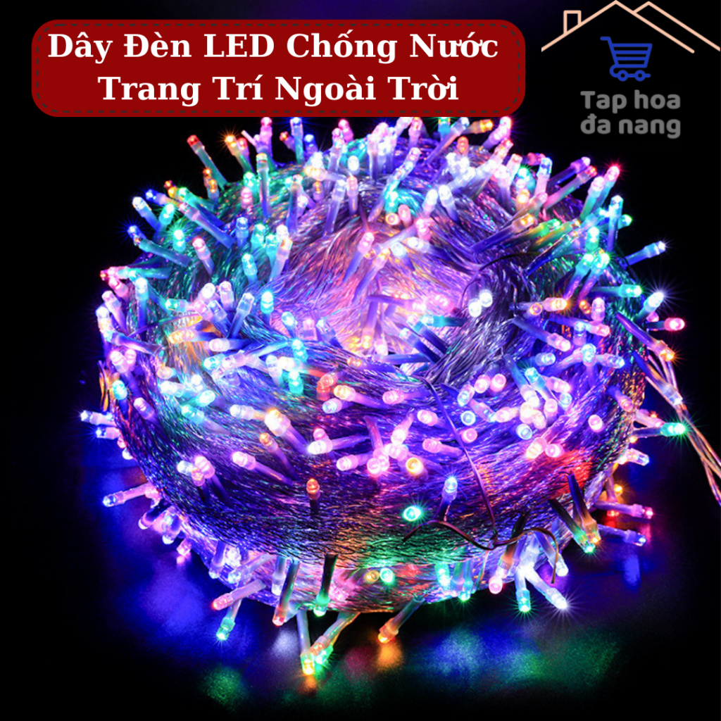 Dây đèn LED nháy nhiều màu, đèn nháy led nháy chớp 10m/20m/30m/50m/100m, lắp trang trí cây, nhà, sân