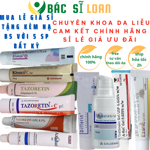 Klenzit_MS Klenzit_C MS tazọretín 0.1% 0.3% C épiduo differín azadu0 Trétinoin aret Ézanic Gel Bao Test Chính Hãng