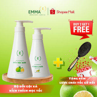 Emma - bộ đôi gội xả kích thích mọc tóc- dầu gội bưởi và dầu xả thảo dược 2in1 gừng & bưởi