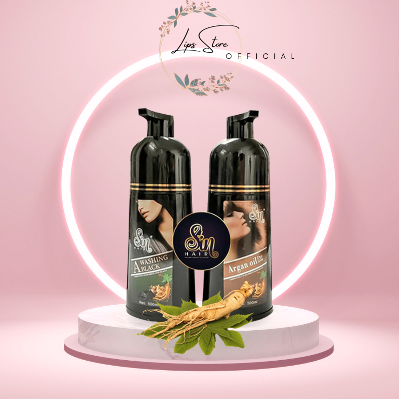 Dầu Gội Phủ Bạc Sin Hair Nhật Bản Đen – Nâu | 500ML | Thành Phần Nhân Sâm Tự Nhiên Giúp Đen Tóc Bóng Mượt Giảm Rụng