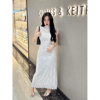 Đầm body ren hoa dáng dài sát nách