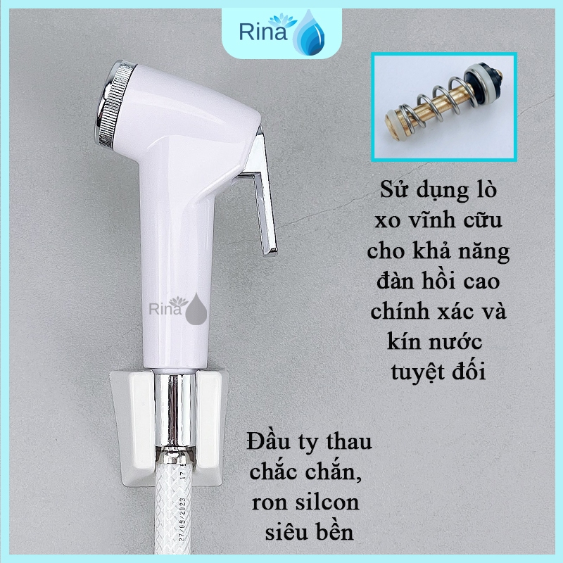 Bộ vòi Xịt Vệ Sinh Rina RN09 Bộ Xịt Nhựa ABS Bền Tốt ty tán thau xi bóng