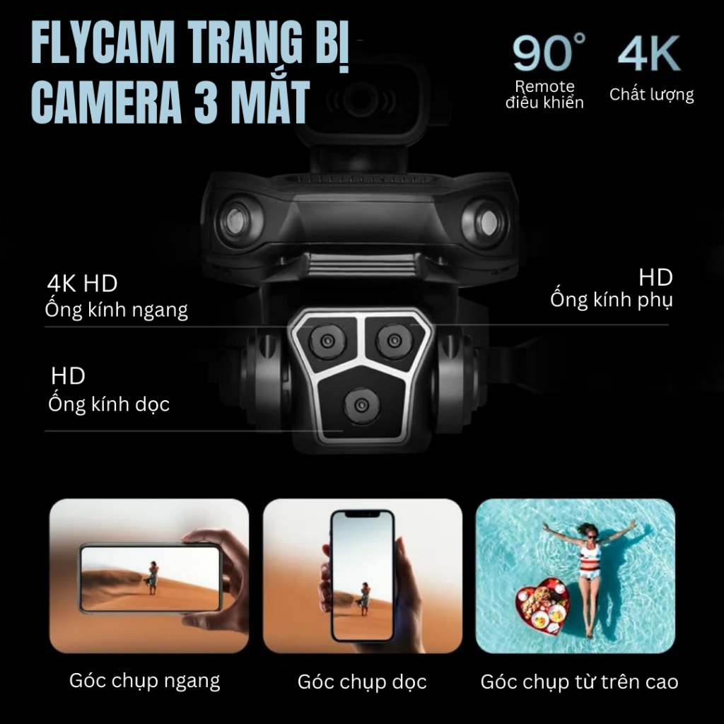 Máy Bay Flycam S2S, Play Cam Drone M1S 3 Camera 4K  Động Cơ Không Chổi Than, Cảm Biến Tránh Vật Cản, Kết Nối Điện Thoại | BigBuy360 - bigbuy360.vn