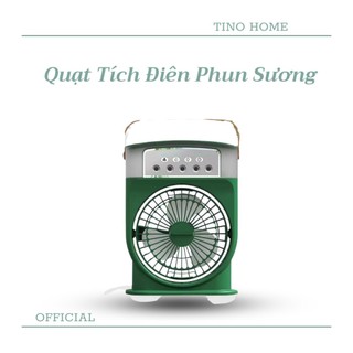 Quạt Tích Điện Phun Sương 600ml 5 Vòi Để Bàn Không Tiếng Ồn Tiện Ích (TVQ Store)