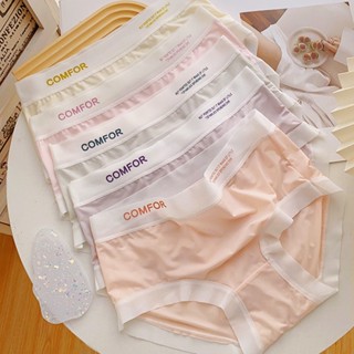 Set 10 quần lót nữ cạp cao chất su lụa tàng hình nhiều màu pastel trẻ trung, có che tên sản phẩm.