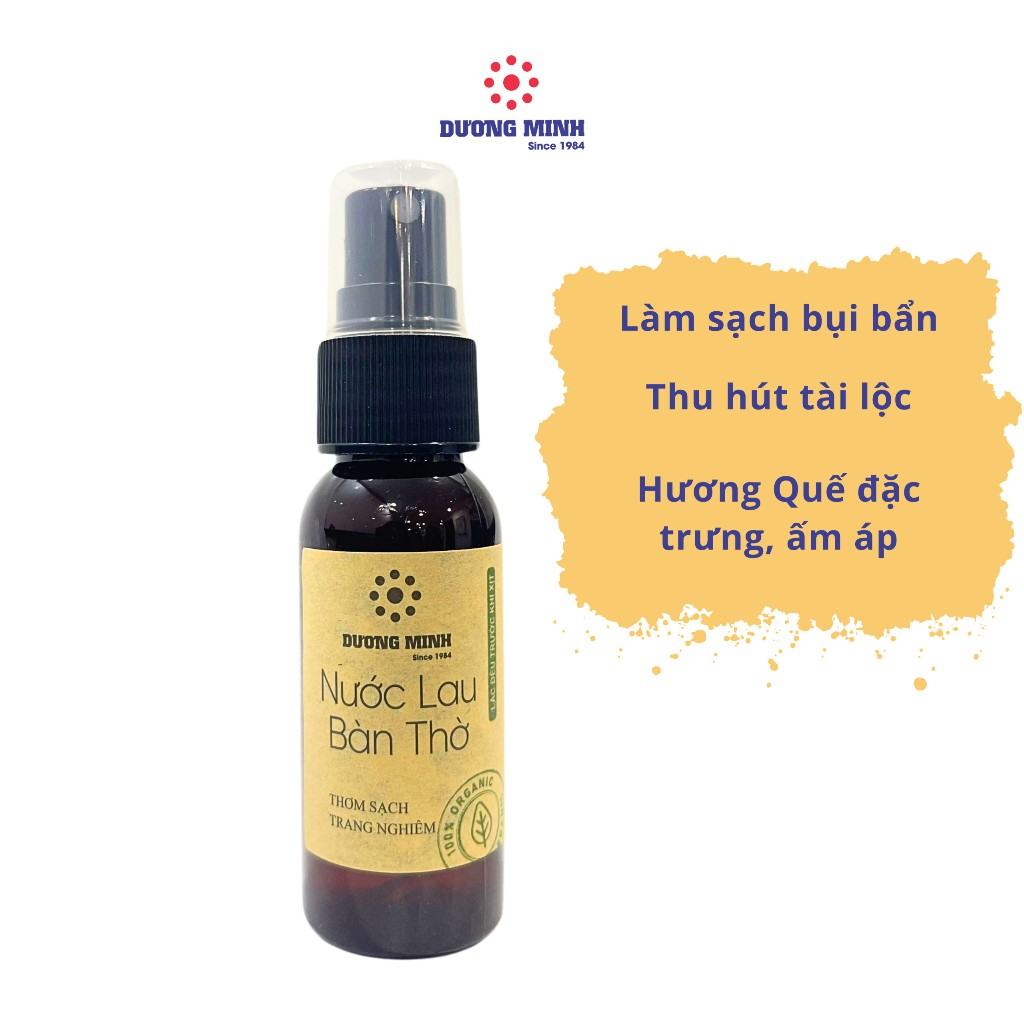 Nước lau bàn thờ Dương Minh giúp làm sạch thơm trang nghiêm nơi thờ cúng với thành phần 100% tự nhiên