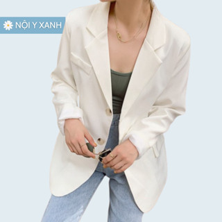 Áo blazer nâu tây sang chảnh màu đen trơn, mầu trắng - dáng suông rộng trượt vạt bầu dáng rộng hàn quốc - áo khoác vét