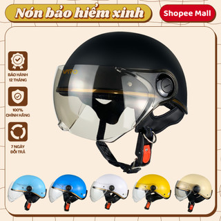 Mũ bảo hiểm nửa đầu viền đồng Có Kính VARO chống tia UV - chống trầy cao cấp