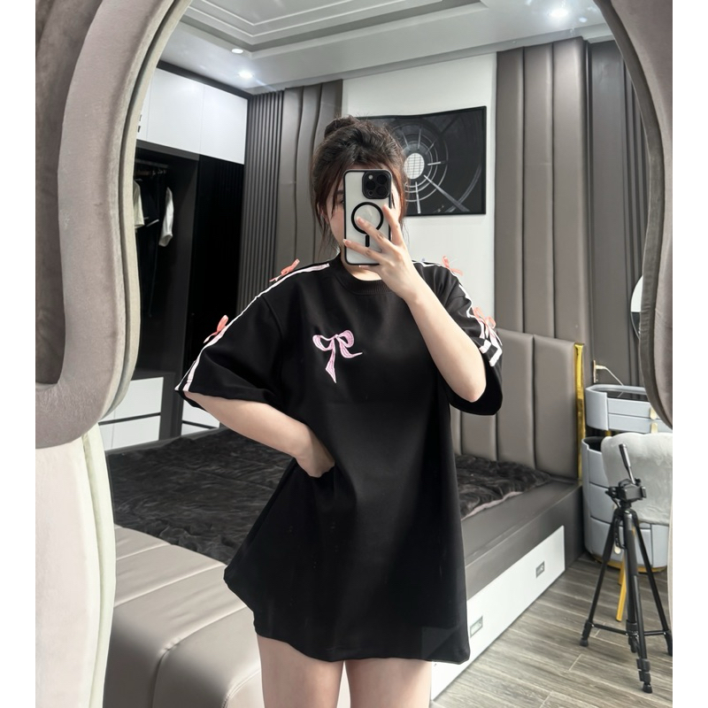 Áo phông nơ tay dây hồng