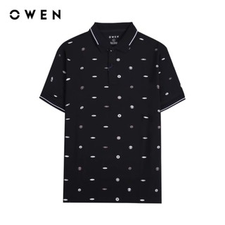 OWEN - Áo polo nam Owen màu ĐEN IN HOẠ TIẾT 231368 - Áo thun ngắn tay có cổ nam