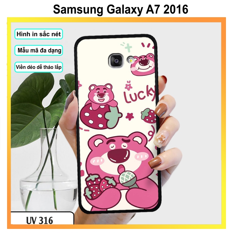 Ốp Gấu Dâu Cute cho Samsung Galaxy A7 2016/A7 2018/A750/A70/A7 2018/A70E
