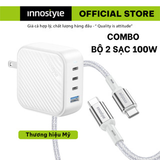 Combo bộ 2 sạc 100w innostyle cho iphone 15 pro max/ cho samsung galaxy s24 ultra - thiết kế sạc công suất cao, nhỏ gọn