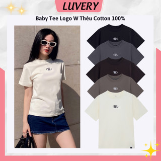 Áo thun baby tee LOGO W cotton 100% thêu chữ W,Áo baby tee Whattowear LUVERY AC12