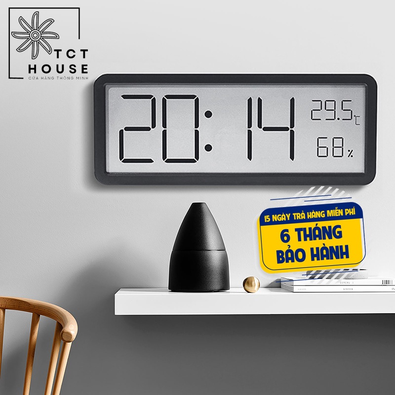 Đồng hồ nhiệt kế YIDA YD106 đo nhiệt độ độ ẩm thời gian để bàn treo tường màng LED