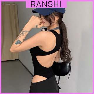 Áo Bodysuit Ba Lỗ RANSHI Thiết Kế Hở Lưng Sexy Áo Liền Thân Kiểu Cut Out Khoét Lưng Chất Thun Gân - RBS010