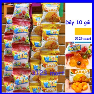 (hsd 06,07/2025) KHUYẾN MÃI DATE. (Dây 10 gói) Kẹo dẻo MESIU Đức Hạnh xoài, trái cây, đào bóc vỏ/ siro gói 25g, 27g