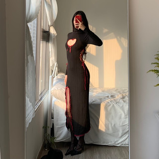 BLACK ROWAN DRESS | Đầm dài cổ lọ ôm body