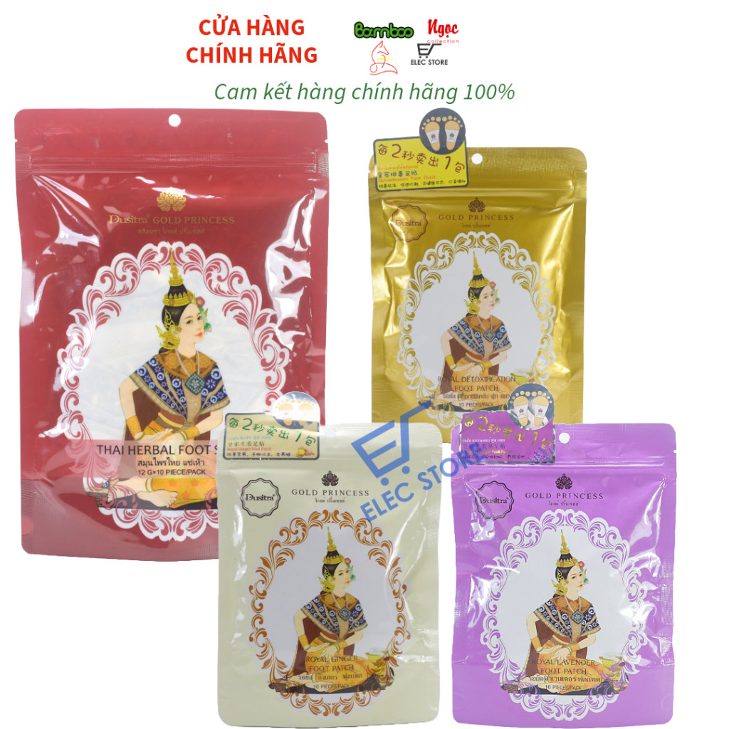 Miếng dán thải độc chân Gold Princess Thái Lan (Mỗi túi 10 miếng)