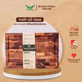  Thớt Gỗ Teak Vibasic Ghép Dựng Block Cao Cấp Dùng Để Thái Chặt,An Toàn Với Thực Phẩm,Kháng Khuẩn,Kích Thước 30x20x2,5cm 
