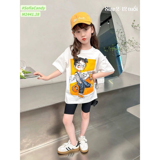 Set bộ bé gái Sofia Candy Áo thun rộng phối legging cho bé 13-45kg