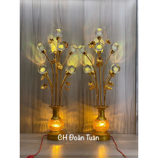 Cặp đèn bình 9 bông cầu sen pha lê - đèn quả cầu pha lê