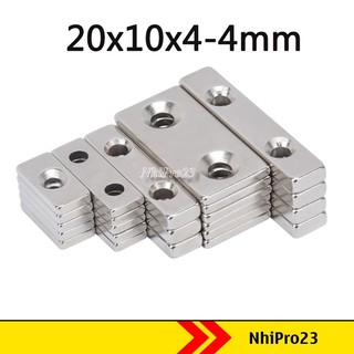 Nam châm đất hiếm 20x10x4mm có lỗ cát bắt vít