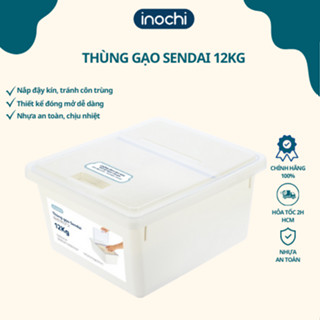 Thùng Đựng Gạo INOCHI Sendai cao cấp 12 KG Nắp Nhựa Kín Kháng Khuẩn Chống Ẩm Thông Minh